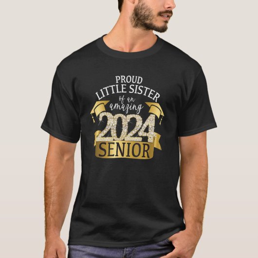 Proud Little Sister I 2024 Senior Yellow School Co T-Shirt (Vorderseite)