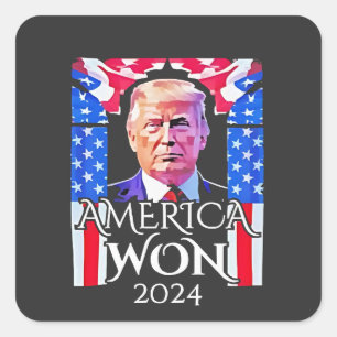 Proud Maga American Trump gewinnt Tag der Amtseinf Quadratischer Aufkleber