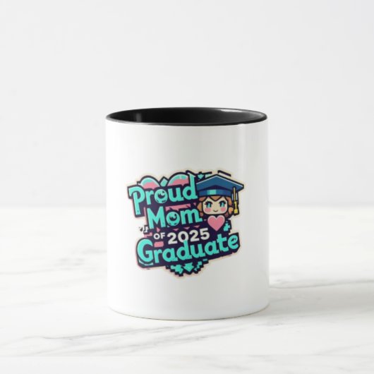 Proud Mama 2025 Graduate Cartoon Tasse (Zentrum)