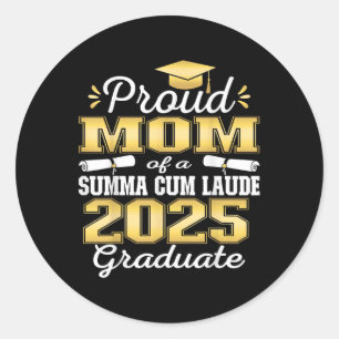 Proud Mama 2025 Summa Cum Laude Cl 2025 Graduate Runder Aufkleber