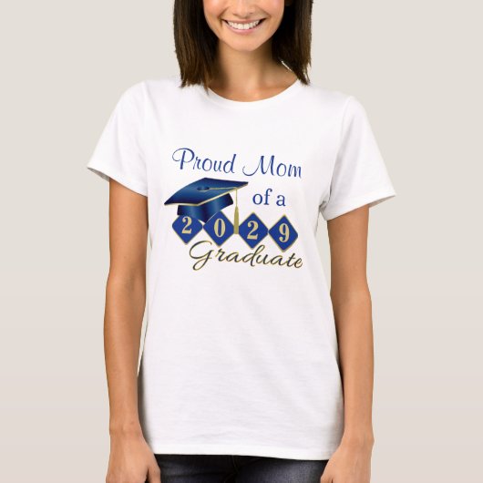 Proud Mama Abschluss Blue & Gold T-Shirt (Vorderseite)