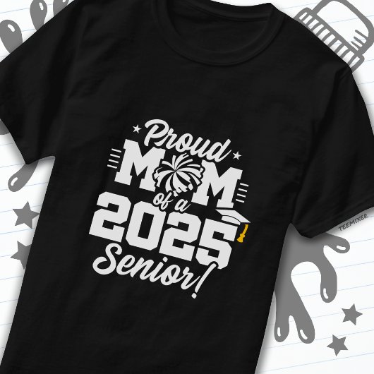 Proud Mama Cheerleader Class of 2025 Cheer Senior T-Shirt