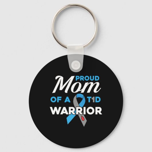 Proud Mama Diabetes Warrior T1D Bewusstsein Typ 1 Schlüsselanhänger (Vorderseite)
