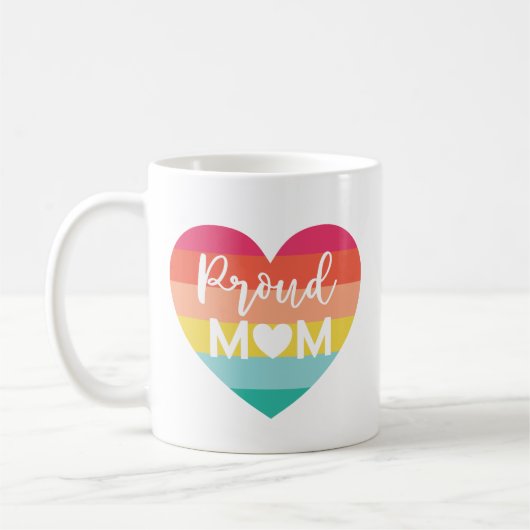 Proud Mama Gay Pride Farbenfrohe Regenbogenhaut Kaffeetasse (Links)