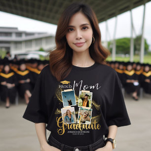 Proud Mama Gold Graduate Foto Collage Abschluss T-Shirt