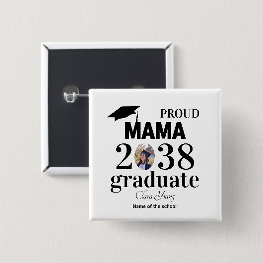 Proud mama personalized graduation button (Vorne & Hinten)