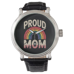 Proud Mama Rainbow LGBTQ Gay Pride Allied Armbanduhr