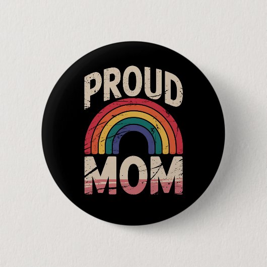 Proud Mama Rainbow LGBTQ Gay Pride Allied Button (Vorderseite)