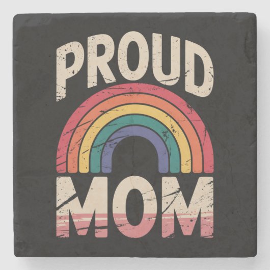 Proud Mama Rainbow LGBTQ Gay Pride Allied Steinuntersetzer (Vorderseite)