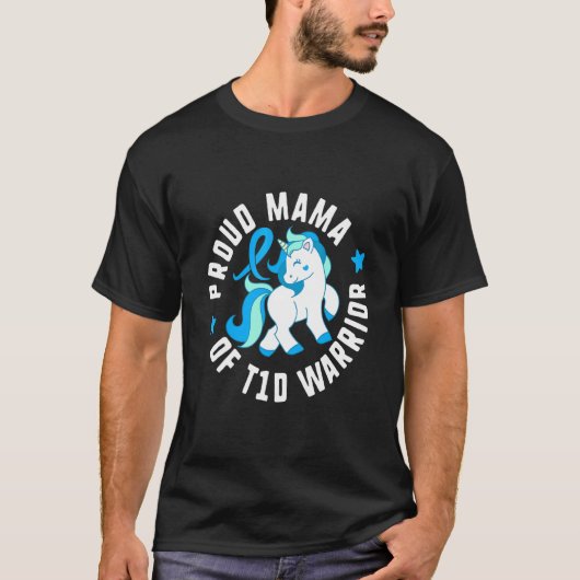 Proud Mama T1d Warrior Diabetes T1 Awareness Cu T-Shirt (Vorderseite)