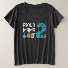 Proud Mama von zwei Große Größe T-Shirt