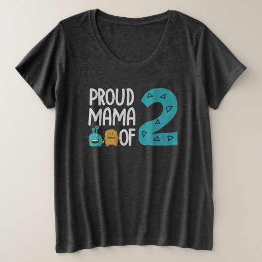 Proud Mama von zwei Große Größe T-Shirt (Design vorne)