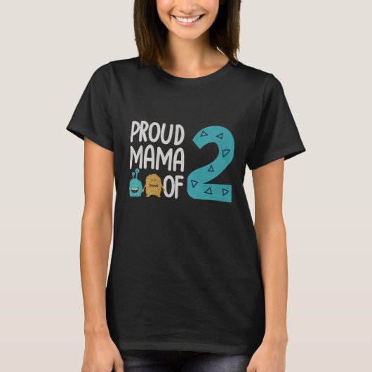 Proud Mama von zwei T-Shirt (Vorderseite)