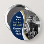 Proud Marching Band Mama mit Foto Blue Gold Button (Vorne & Hinten)