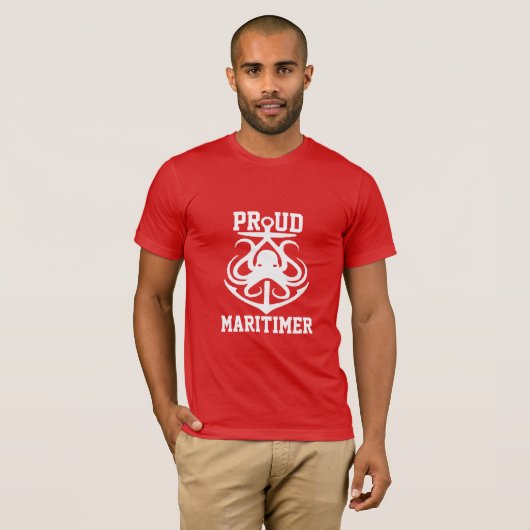 Proud Maritimer Anker Oktopus Leuchtturmroute T-Shirt (Vorne ganz)