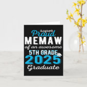 Proud Memaw of 5th Grade Graduate 2025 Elementar Karte (Gelbe Blume)