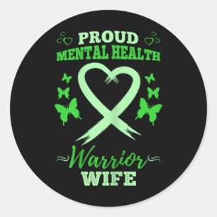 Proud Mental Health Warrior Ehefrau Mental Health Runder Aufkleber