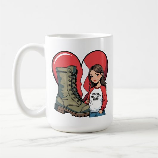 Proud Military Ehefrau - "Boot Ehefrau" Herz Kaffeetasse (Links)