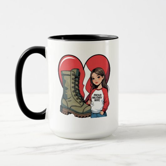 Proud Military Ehefrau - "Boot Ehefrau" Herz Tasse (Links)