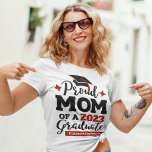 Proud Mom of a 2023 graduate family matching T-Shirt<br><div class="desc">Celebrate your son's or daughter's graduation with this modern t-shirt featuring a "Proud MOM of a 2023 Graduate" typography in black and red fonts decorated with a black cap with a red tassel; easily customize this t-shirt with the graduation year and the name graduate by editing the template fields.</div>