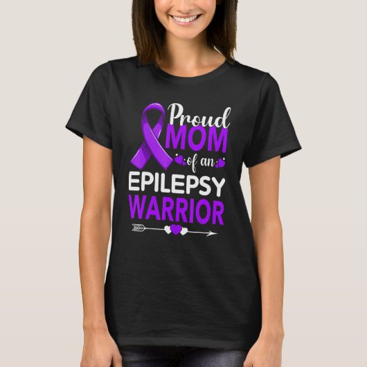 Proud Mom Of An Epilepsy Warrior Purple Ribbon T-Shirt (Vorderseite)