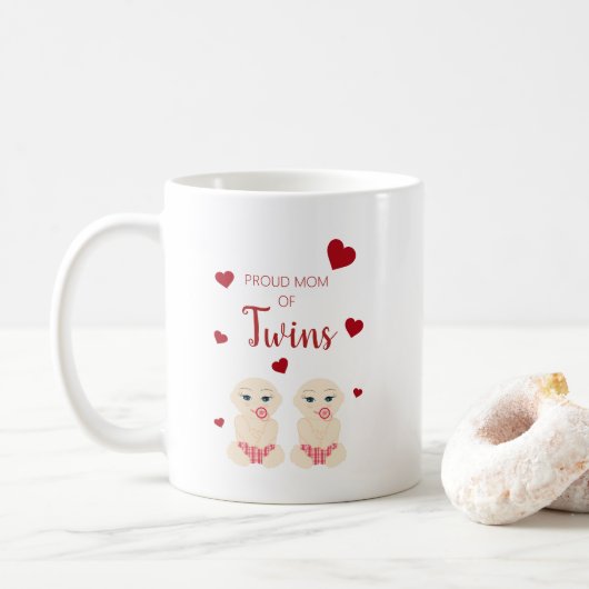 Proud Mom of Twins Quote im Netz Kaffeetasse (Mit Donut)