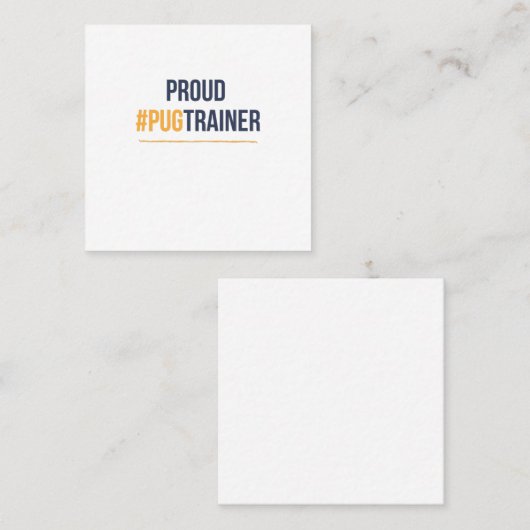 Proud Mops Trainer Quadratische Visitenkarte (Vorne/Hinten)