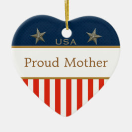 Proud Mother USA Patriotic Foto Heart Ornament