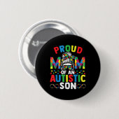 Proud Mutter Autistic Son Messy Bun Autismus Button (Vorne & Hinten)