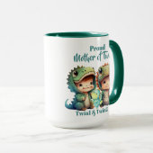 Proud Mutter von Twins Boys Dinosaur Kostüme Grün Tasse (VorderseiteRechts)