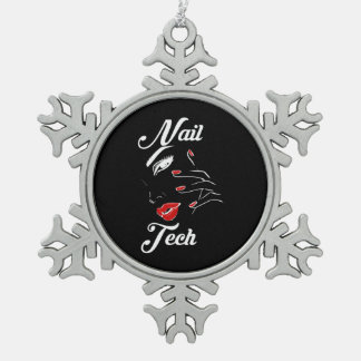 Proud Nail Tech Schneeflocken Zinn-Ornament