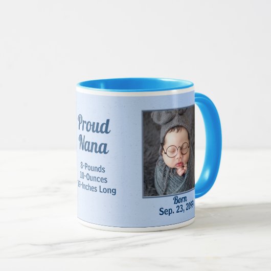 Proud NANA Blue New Baby Boy 2 Foto Tasse (VorderseiteRechts)