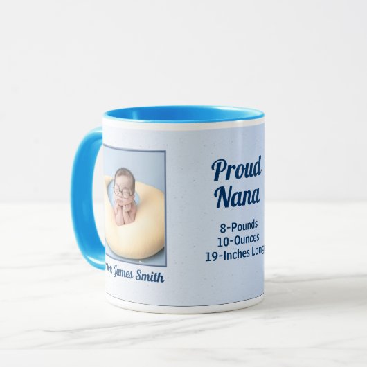 Proud NANA Blue New Baby Boy 2 Foto Tasse (Vorderseite Links)