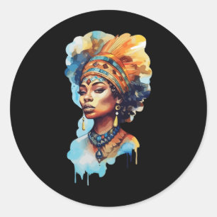 Proud Native Afro American Woman Spiritual Melanin Runder Aufkleber