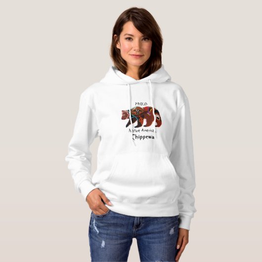 Proud Native American Chippewa Brave Bear Hoodie (Vorne ganz)