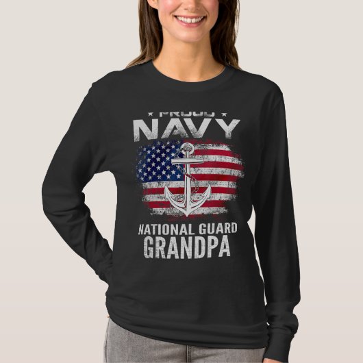 Proud Navy National Guard Opa mit American Fl T-Shirt (Vorderseite)