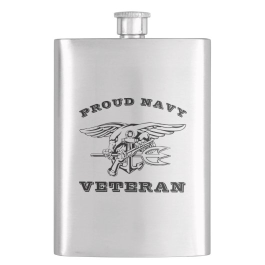 Proud Navy Veteran Stainless Steel Flask Flachmann (Vorderseite)