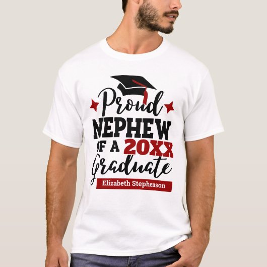 Proud Neffe 2022 Absolvent schwarzen roten Tassel T-Shirt (Vorderseite)