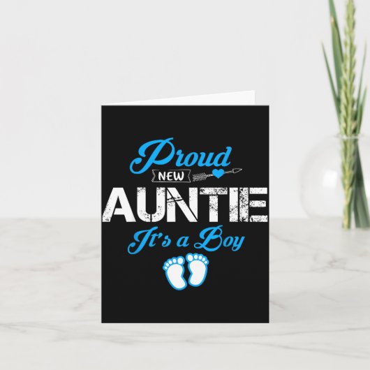 Proud New Auntie It's A Boy Gender Reveal Funny Fa Karte (Vorderseite)