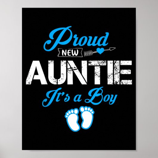 Proud New Auntie It's A Boy Gender Reveal Funny Fa Poster (Vorne)