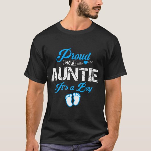 Proud New Auntie It's A Boy Gender Reveal Funny Fa T-Shirt (Vorderseite)