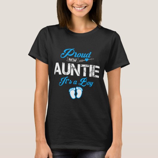 Proud New Auntie It's A Boy Gender Reveal Funny Fa T-Shirt (Vorderseite)