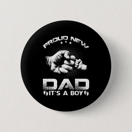 Proud New Dad It's A Boy  Button (Vorderseite)