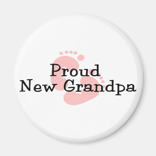 Proud New Grandpa Baby Girl Footprints Magnet (Vorne)