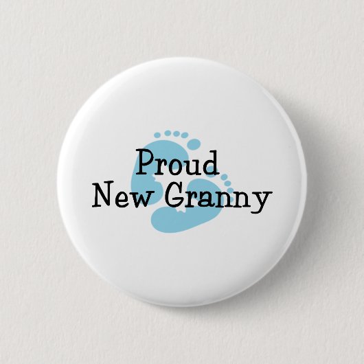 Proud New Granny Baby Girl Footprints Button (Vorderseite)