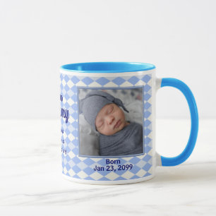 Proud New Mommy Blue Raute Baby Foto Tasse