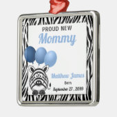 Proud New Mommy in Blue Zebra Print Silbernes Ornament (Links)