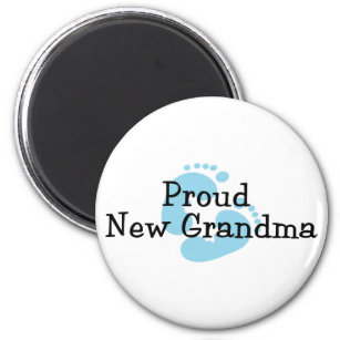 Proud New Oma Baby Boy Footprints Magnet