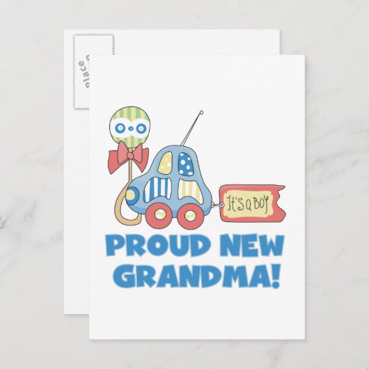 Proud New Oma-It ist ein Boy Tshirts and Gifts Ankündigungspostkarte (Vorne/Hinten)