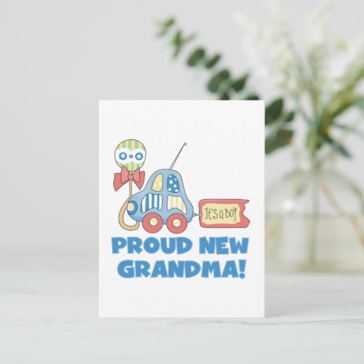 Proud New Oma-It ist ein Boy Tshirts and Gifts Ankündigungspostkarte (Stehend Vorderseite)